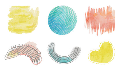Wall Mural - abstract artistic watercolor shapes with blended colors on an isolated transparent background