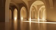 © onehourhappiness - Sunlit Arches: 3D Rendered Interior Architecture