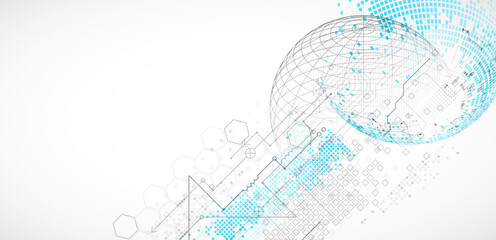 Wall Mural - science and technology background using hexagon and sphere shapes. vector.