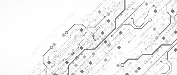 Wall Mural - technological background in gray colors. used technical lines and a pattern of squares with differen