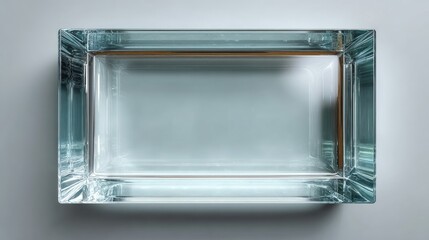 Rectangular, transparent glass box