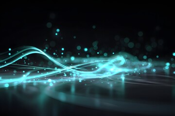 Wall Mural - Futuristic digital scene with glowing lines and particles showing high-tech energy flow.