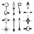 © MST. REHENA BEGUM - Collection of vector arrows and compass rose directional symbols in a minimalist black and white style