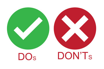 Canvas Print - do dont icon. good true dos and bad false donts. like unlike error. green red circles on white backg