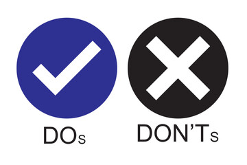 Canvas Print - do dont icon. good true dos and bad false donts. like unlike error. green red circles on white backg