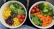 © onehourhappiness - Healthy Salad Bowls with Fresh Vegetables