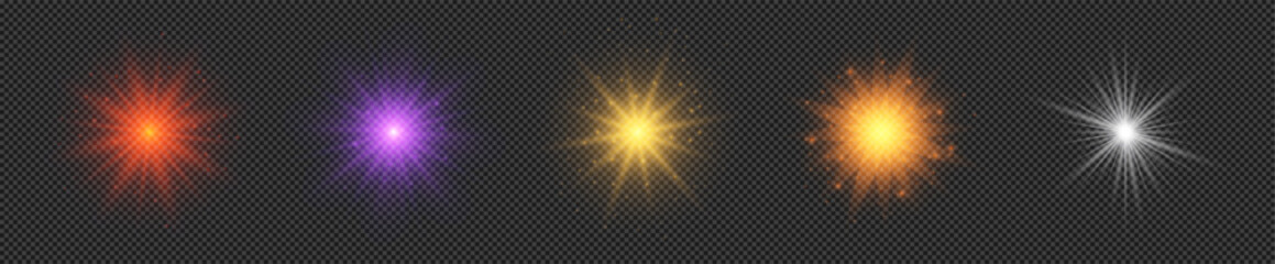 Wall Mural - set of light effects of lens flares