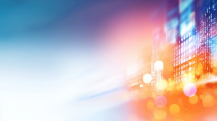 Wall Mural - abstract cityscape with vibrant lights and blurred buildings, evoking a sense of motion and energy