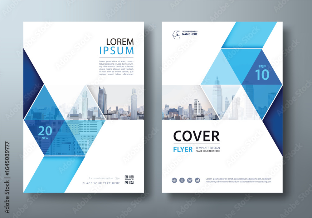 Blue Annual report brochure flyer design template vector, Leaflet ...