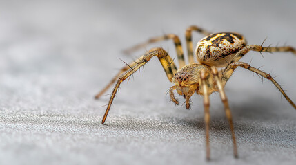 Detailed macro photograph of a European garden spider, showcasing its intricate patterns and