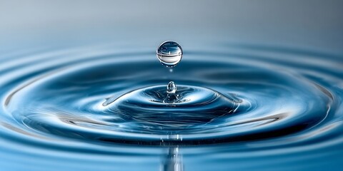 Wall Mural - stunning water ripple effects and graceful droplet splash in calm blue waters, capturing serenity.