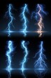 © Nathan - Lightning strikes reflected in a dark surface.  Varied colors and styles