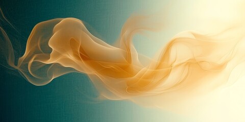 Wall Mural - elegant serenity with flowing shapes and translucent gold on a dreamy teal abstract background