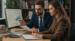 © Deezora - Business Colleagues Analyzing Financial Data on Computer Screen.