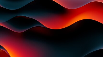 Canvas Print - vivid scarlet waves on a contemporary dark backdrop with curvature designs and energetic visuals