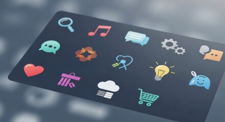 Colorful icons on digital interface
