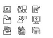 © May - Educational Portal Icons. Outline icon set of educational portals: e-learning icon, virtual classroom, lecture