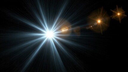 Canvas Print - radiant source of light over a black screen creating abstract optical effects for dynamic visuals