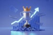 © MDSHAFIQ - The Reward for Success - A silver trophy with a crown, a bar chart, and money, symbolizing financial success, achievement, and winning