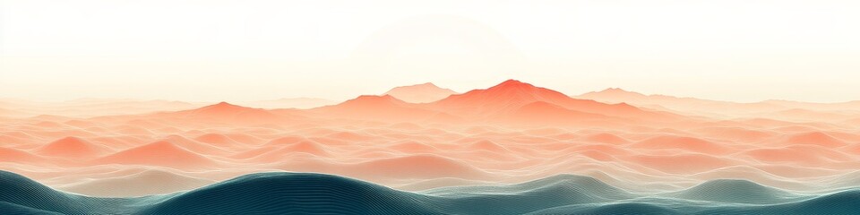 Canvas Print - elegant minimal low poly style background featuring calming waves in pastel coral and blue gradient