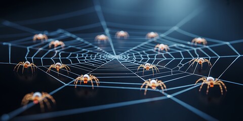 Glowing Halloween Spiderweb with Floating Spider