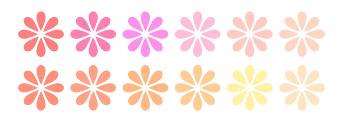 Wall Mural - cute flowers icons set. decorative pastel flowers flat design elements. png illustration.