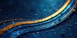 © Lawan - Abstract golden lines swirl on deep blue, silver shimmer , night, card, minimal