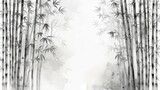 Gray-toned bamboo grove, watercolor style