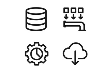 Wall Mural - Visual representation of data processing and cloud technology components in a digital environment