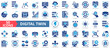 © Uniconlabs - Digital twins icon set flat style collection. Containing virtual model, real time data, predictive analytics, asset management, system simulation, iot integration