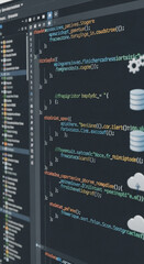 Close-up of computer screen displaying lines of code, showcasing software development or programming concept