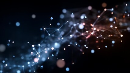 Wall Mural - abstract digital network connection with glowing particles