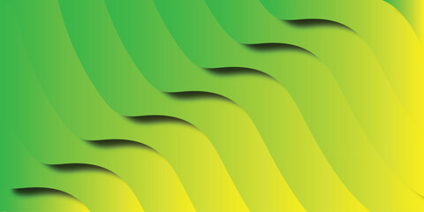 Wall Mural - modern abstract green and yellow gradient background with layered wavy design for digital and print 
