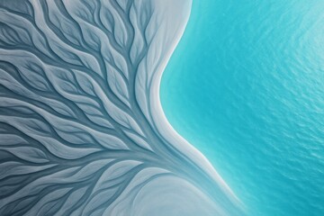 Wall Mural - abstract organic flow pattern merging into turquoise water surface, light artistic background concep