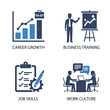 © Touseef - Icons depicting career growth, business training, job skills and work culture development themes shown