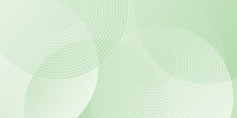 Wall Mural - Minimalist soft Abstract Background in Gradient green and white Tones with Circles. Circle effect style geometric, abstract background.