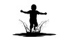 © Id_Stock - boy jumping into puddle joyful silhouette for childrens books websites and designs needing playful energy and childlike wonder