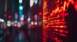 © Anyket - Red stock market graph going down on a digital display background. Business concept of a red downward-trending line representing financial and stock market candles,