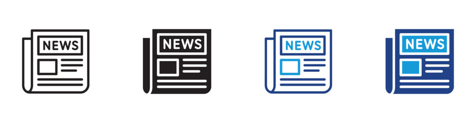 Newspaper icon set for news media press and daily publication information and journalism , vector illustration .