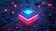 © blue - Powerful Central Processing Unit (CPU) on a High-Tech Circuit Board. AI generative