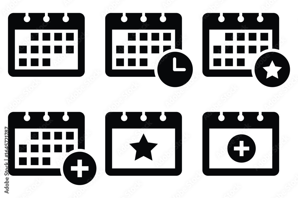 Calendar icon set. Calendar symbol. Calendar and Planner Icons . Time ...