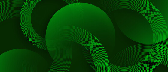 Wall Mural - green abstract banner with circular geometric shapes background
