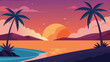 © Sorodini - Sunset over Tropical Coastline with Palm Trees and Calm Ocean