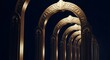 © Saikan - Golden arches shimmering in a dark room evoke grandeur and architectural marvel with a luxurious