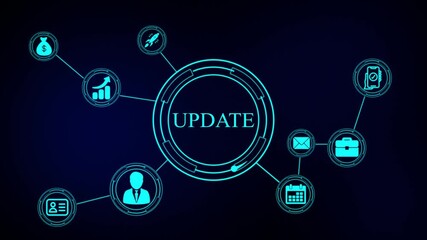 A UPDATE concept button on a futuristic . The concept of business, technology, the Internet and the network. virtual screen of the future and sees the inscription UPDATE