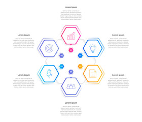 Wall Mural - Modern Vector infographic label design with circle infographic template design and 6 options or steps. Can be used for process diagram, presentations, workflow layout, banner, flow chart, info graph.