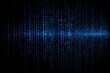 © somsak - Blue digital code with falling binary digits against a black background