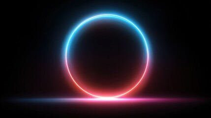 Wall Mural - Neon Circle Frame with Glowing Light Effect.