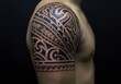 © Micro - Detailed Samoan tribal half sleeve tattoo