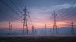© affandy - Sunrise power lines over field